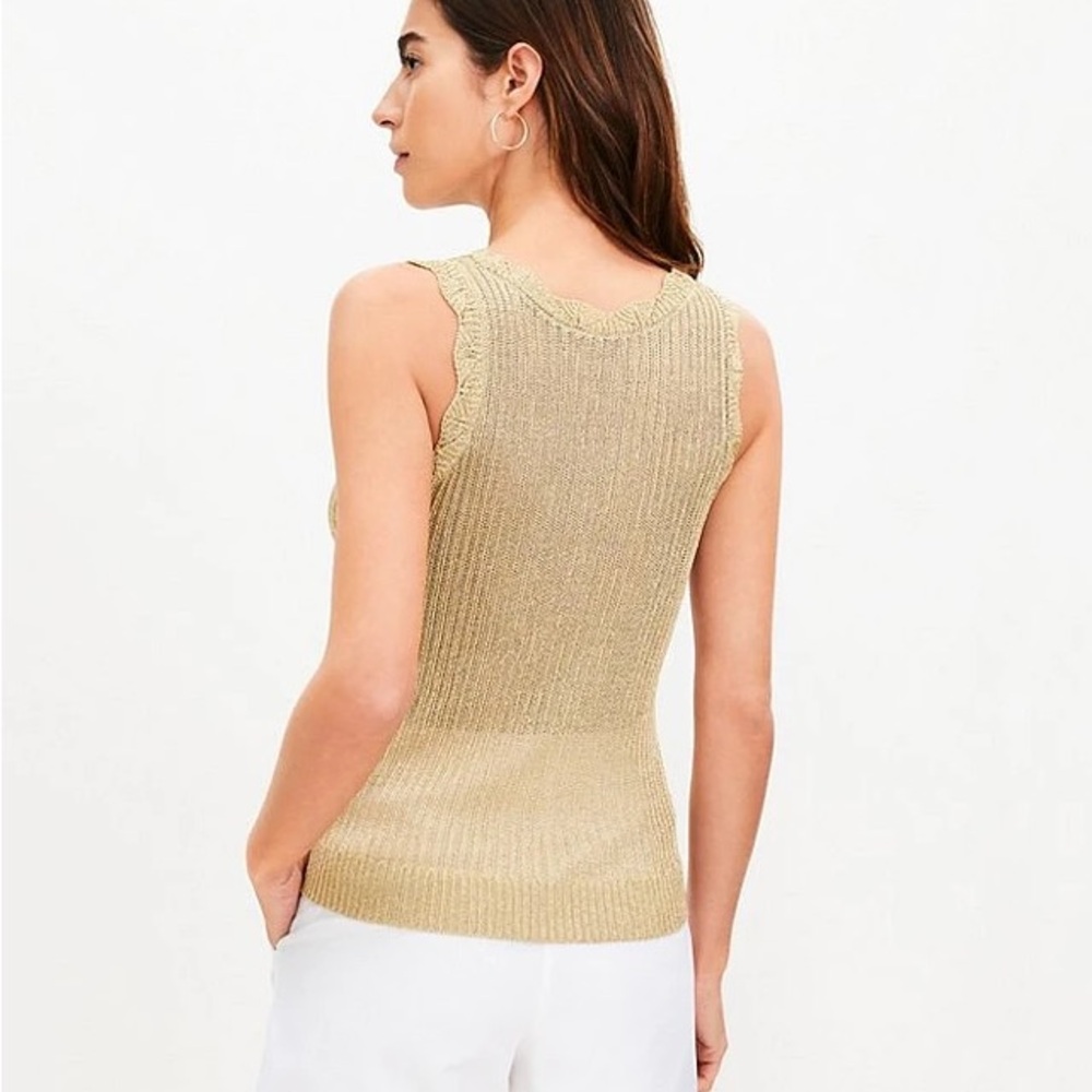 LOFT Shimmer Ribbed Sweater Tank Top Sz Medium - Picture 2 of 8